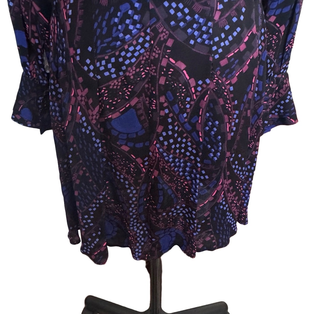 Reiss Long Sleeve Dress Button Up Black Purple Pink Viscose Size 6 - Picture 7 of 16